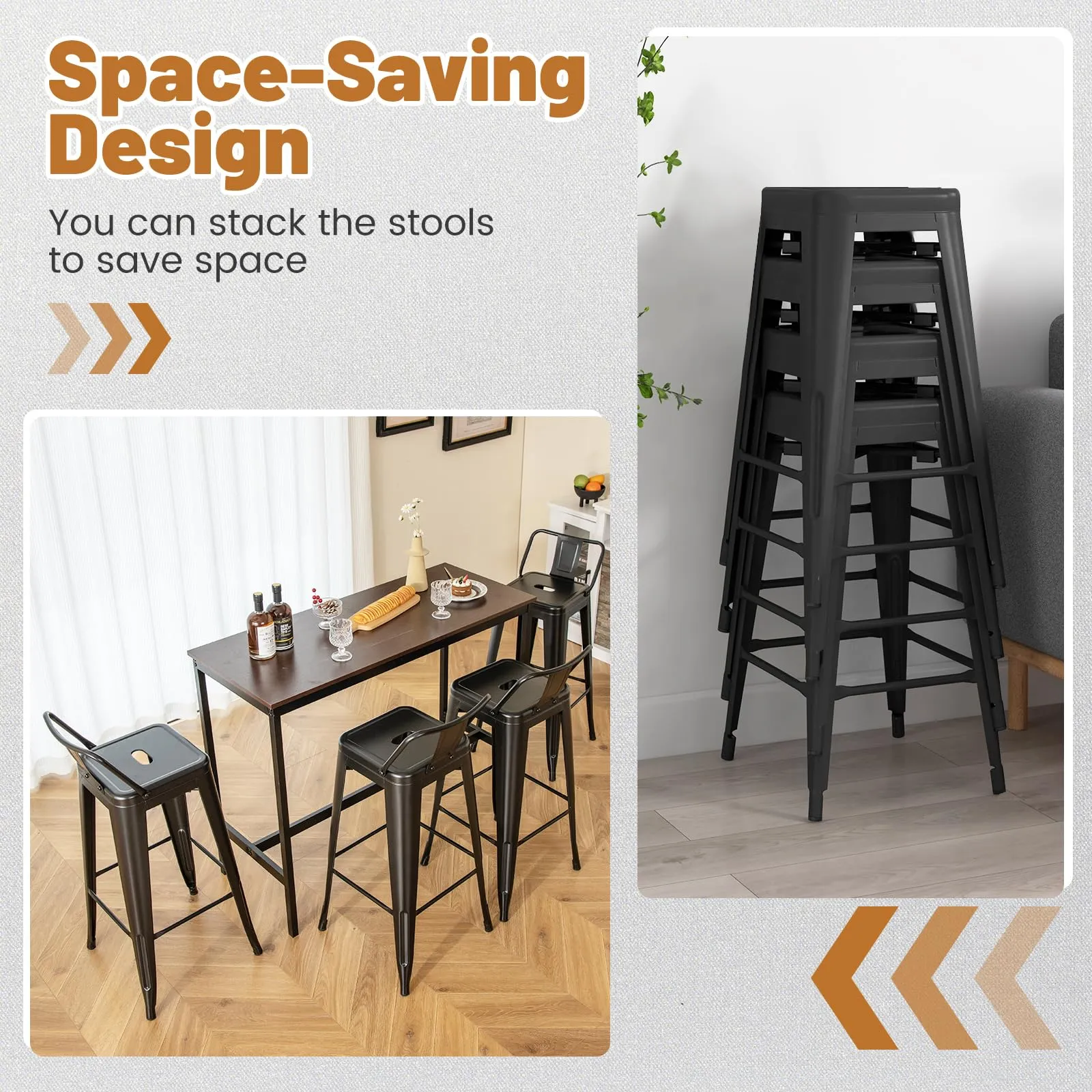 Giantex Metal Bar Stools Set of 4 for Kitchen Island