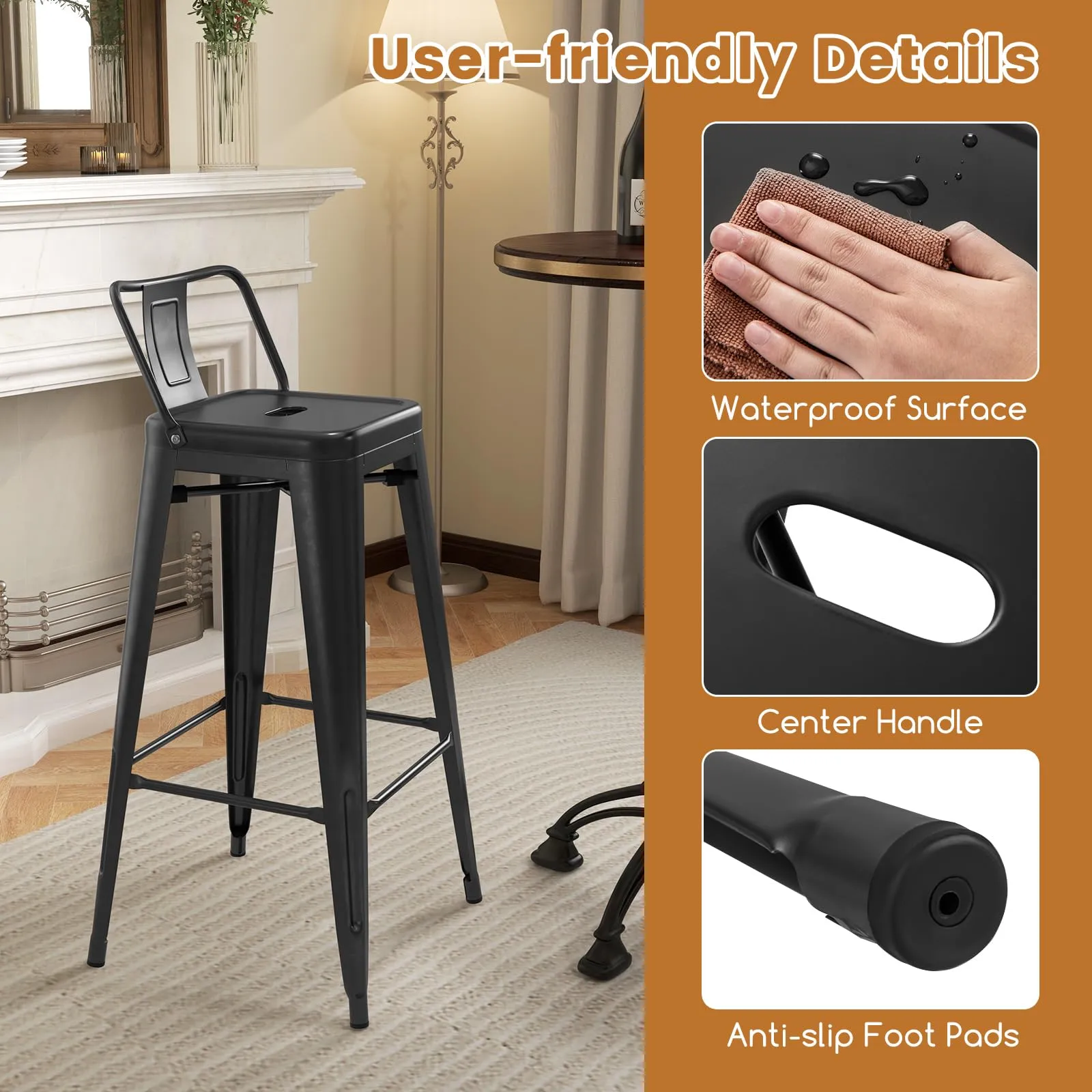 Giantex Metal Bar Stools Set of 4 for Kitchen Island