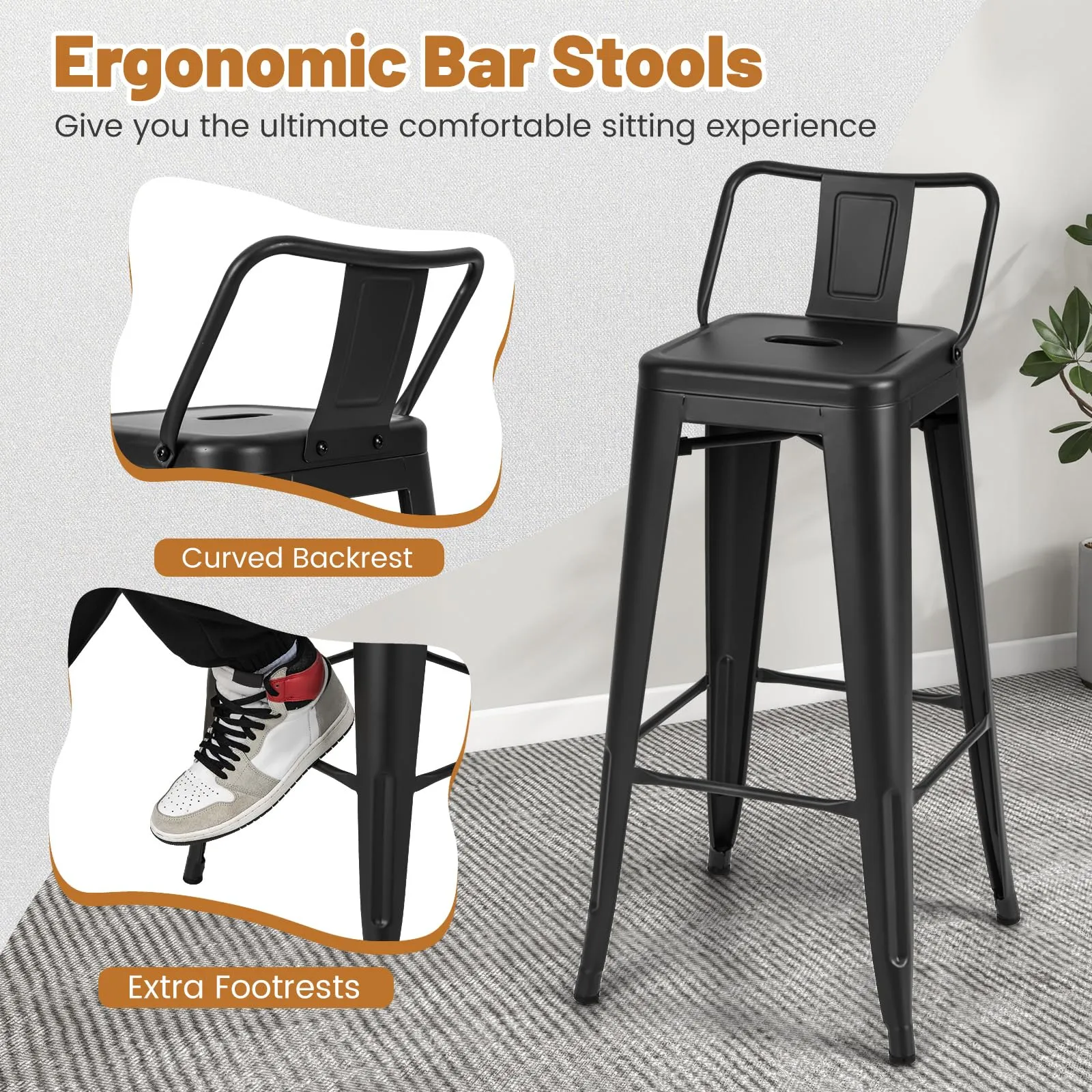 Giantex Metal Bar Stools Set of 4 for Kitchen Island