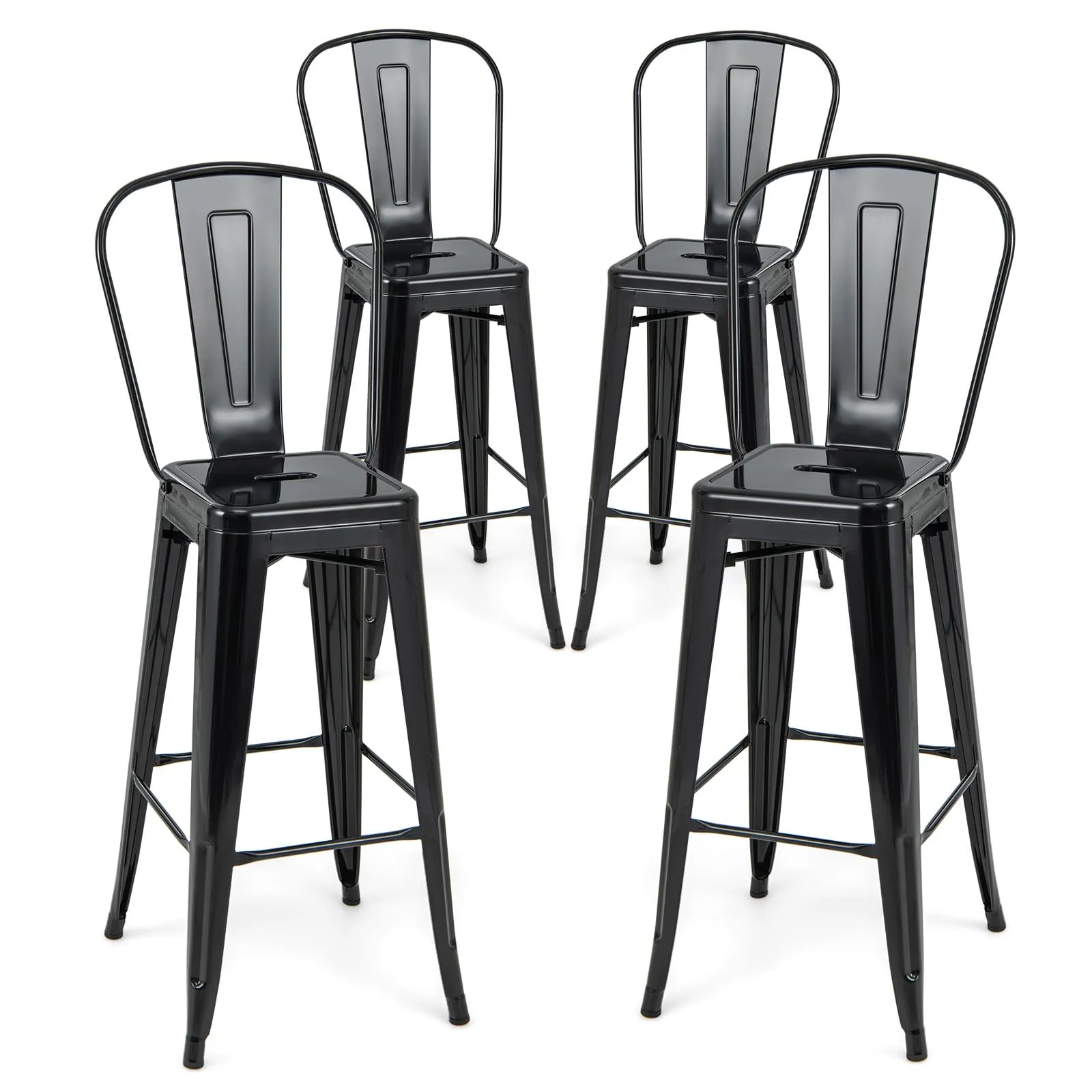 Giantex Metal Bar Stools Set of 4 set of dining chairs, wooden chairs