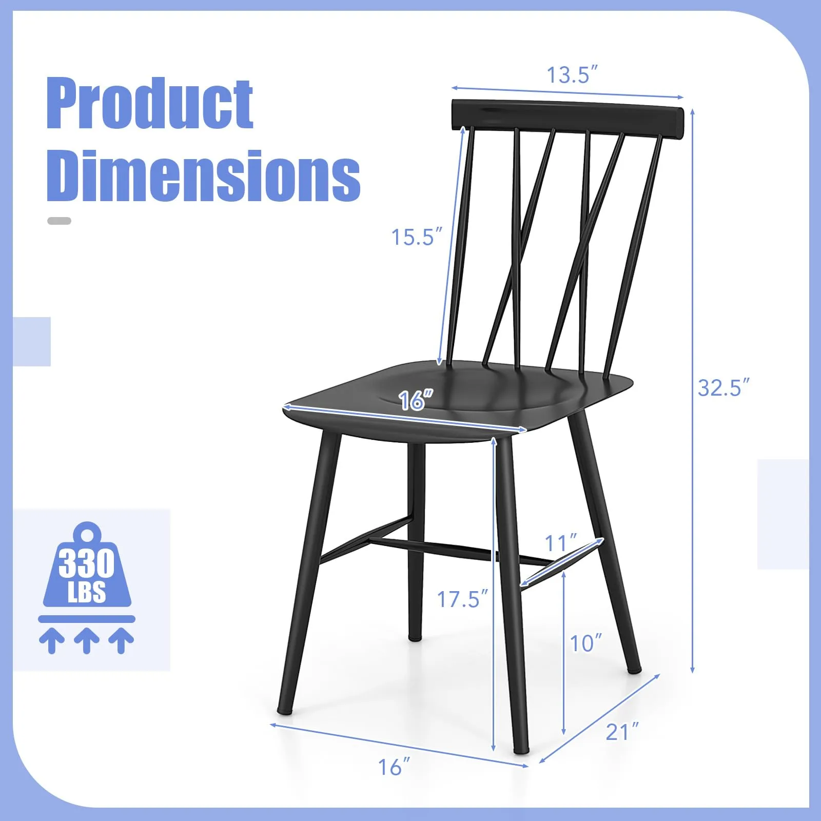 Giantex Metal Dining Chairs Set, Farmhouse Kitchen Chairs w/High Cross Backrest & Curved Seat