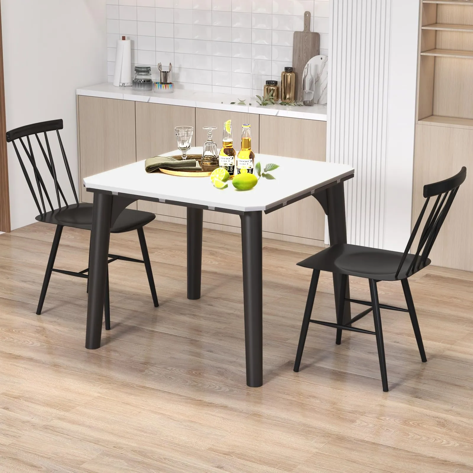 Giantex Metal Dining Chairs Set, Farmhouse Kitchen Chairs w/High Cross Backrest & Curved Seat