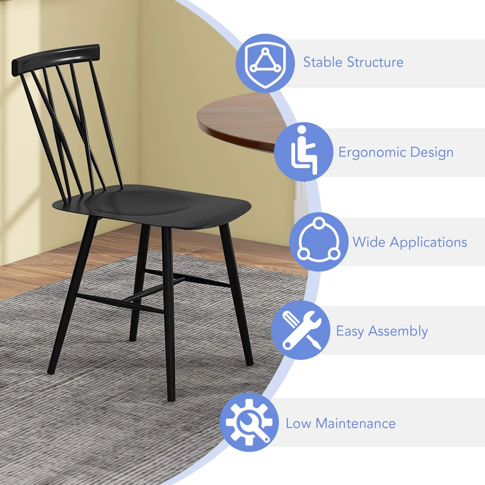 Giantex Metal Dining Chairs Set, Farmhouse Kitchen Chairs w/High Cross Backrest & Curved Seat
