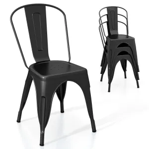 Giantex Metal Dining Chairs Set of 4, Farmhouse Kitchen Chairs with Removable Backrest set of dining chairs, wooden chairs