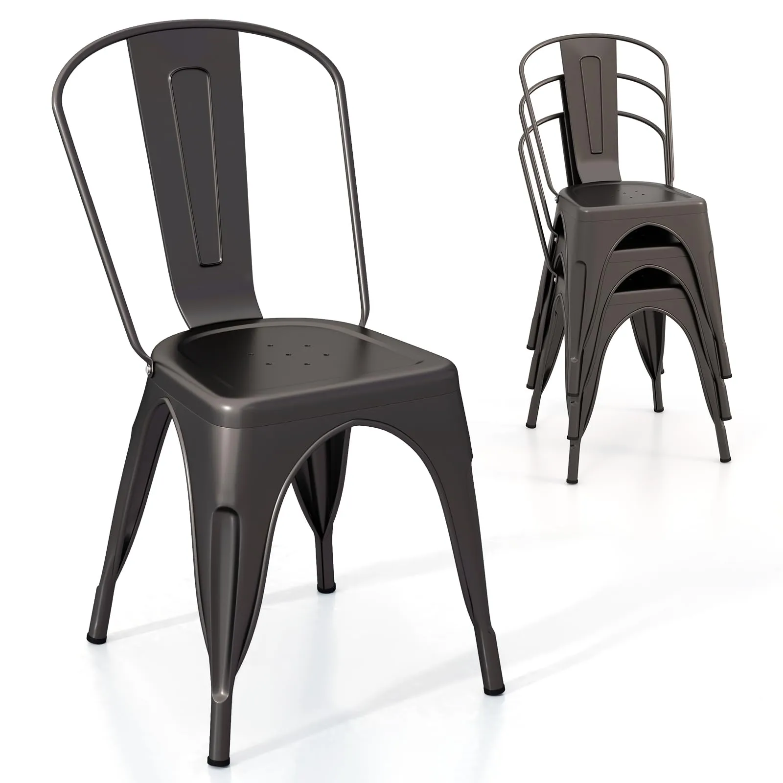 Giantex Metal Dining Chairs Set of 4, Farmhouse Kitchen Chairs with Removable Backrest
