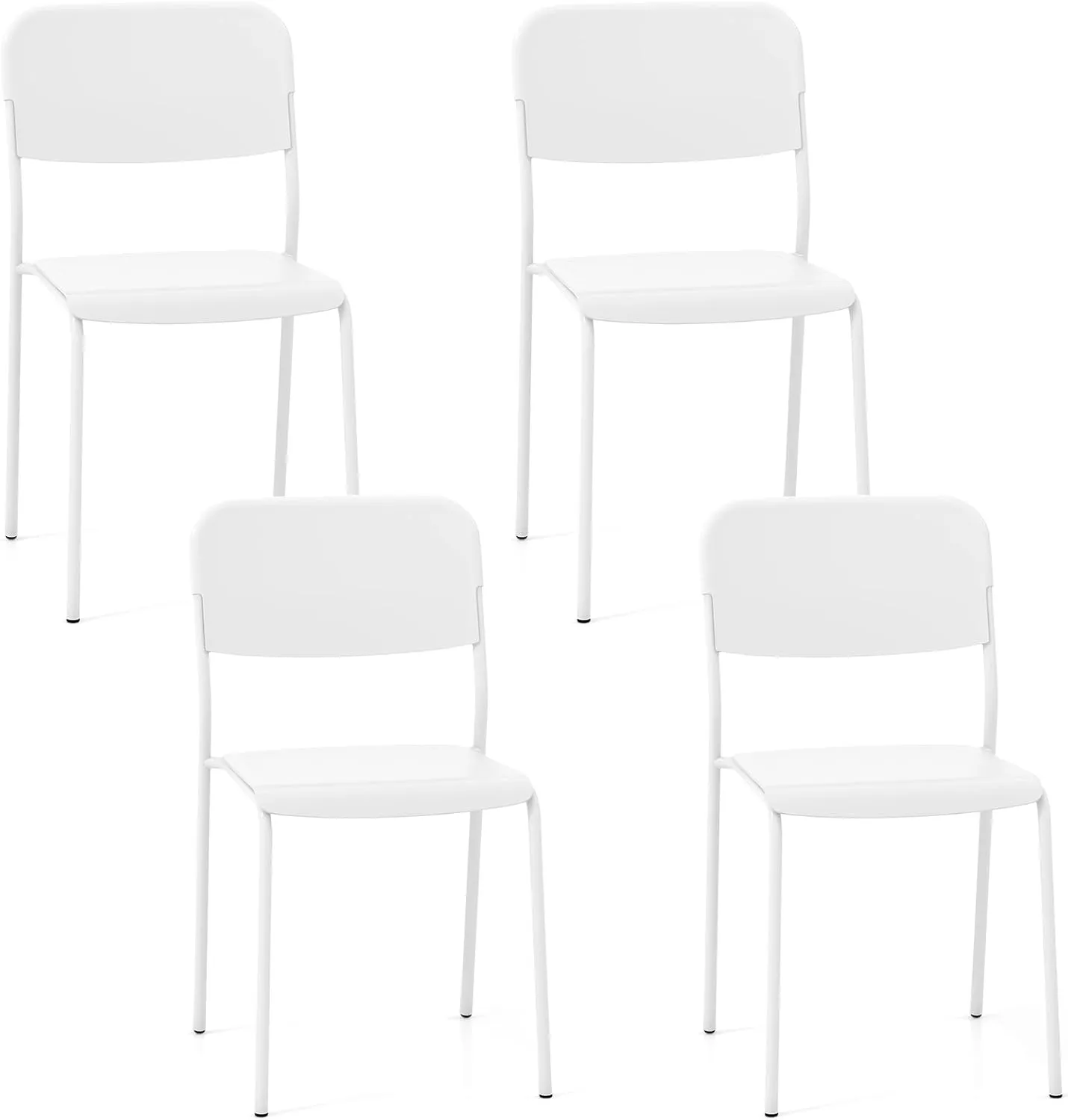 Giantex Metal Dining Chairs Set of 4, Stackable Lightweight Kitchen Chairs w/Tilted Backrest & Sturdy Metal Legs