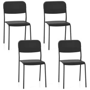 Giantex Metal Dining Chairs Set of 4, Stackable Lightweight Kitchen Chairs w/Tilted Backrest & Sturdy Metal Legs set of dining chairs, wooden chairs