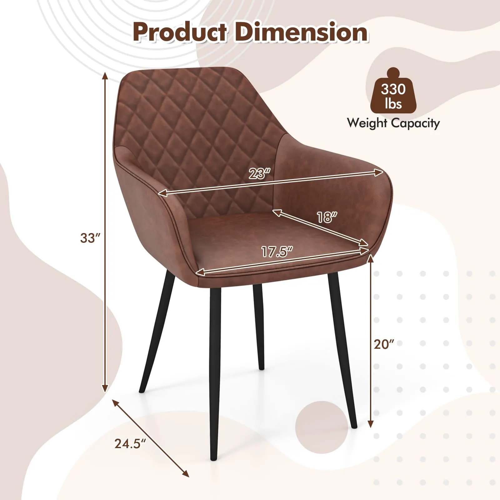 Giantex Mid Century Modern Dining Chairs Set of 2/4, Upholstered Accent Chairs w/Curved Backrest, Wide Seat & Armrests