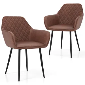 Giantex Mid Century Modern Dining Chairs Set of 2/4, Upholstered Accent Chairs w/Curved Backrest, Wide Seat & Armrests set of dining chairs, wooden chairs