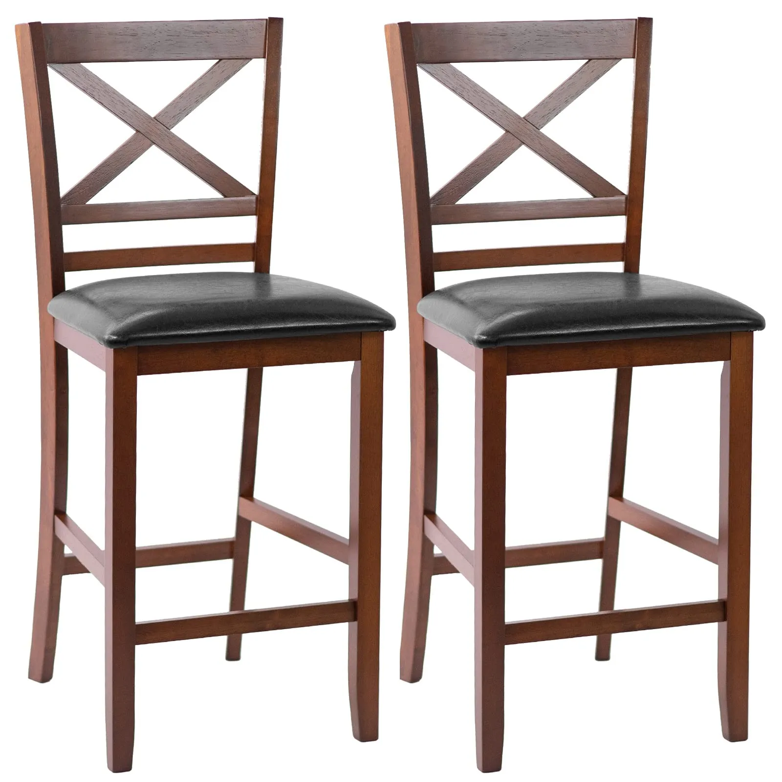 Giantex Modern 25 Counter Height Dining Pub Stools with X-Shaped Backrest, Soft Cushion & Durable PU Seat kitchen barstool, adjustable bar stool