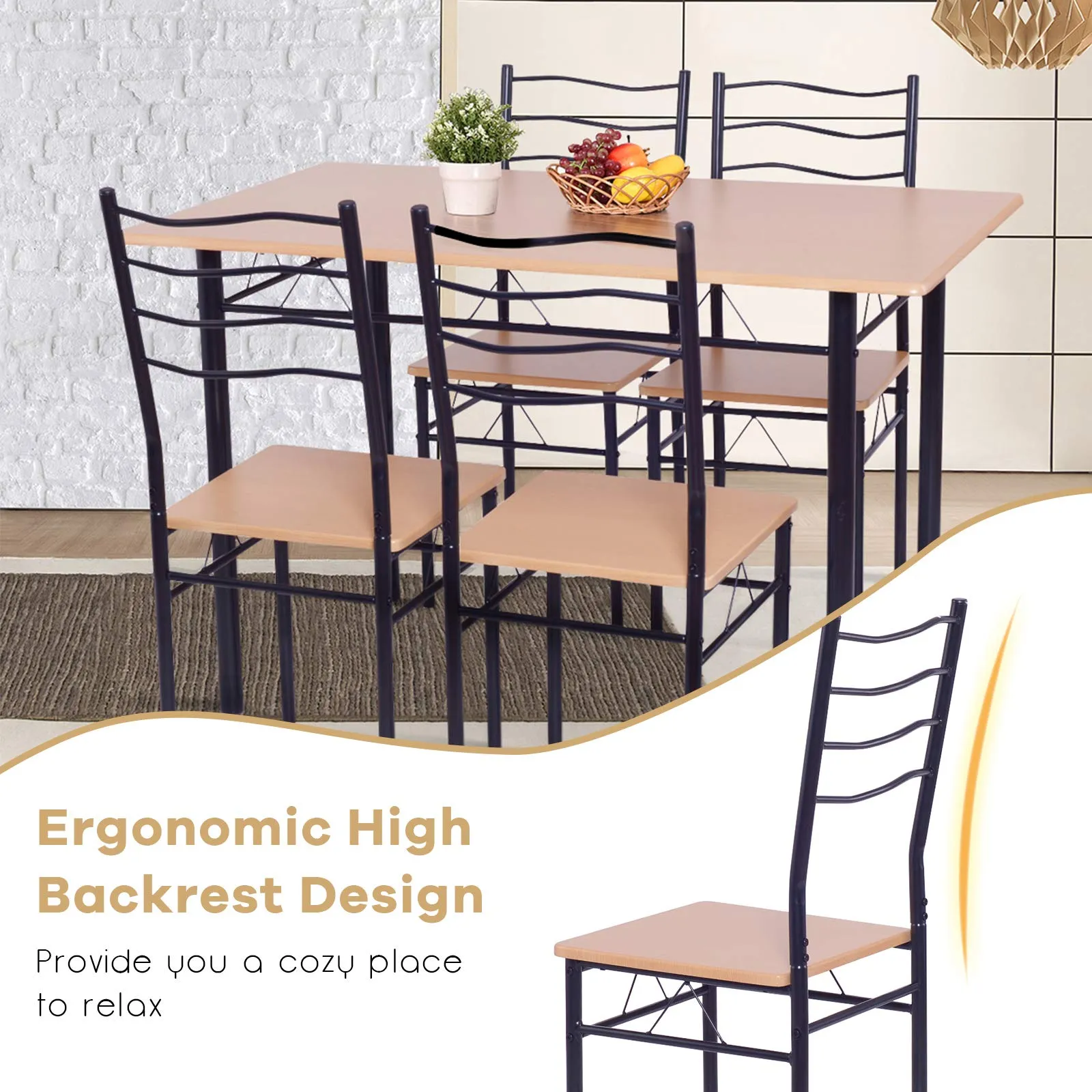 Giantex Modern 5 Piece Dining Table Set for 4 Chair