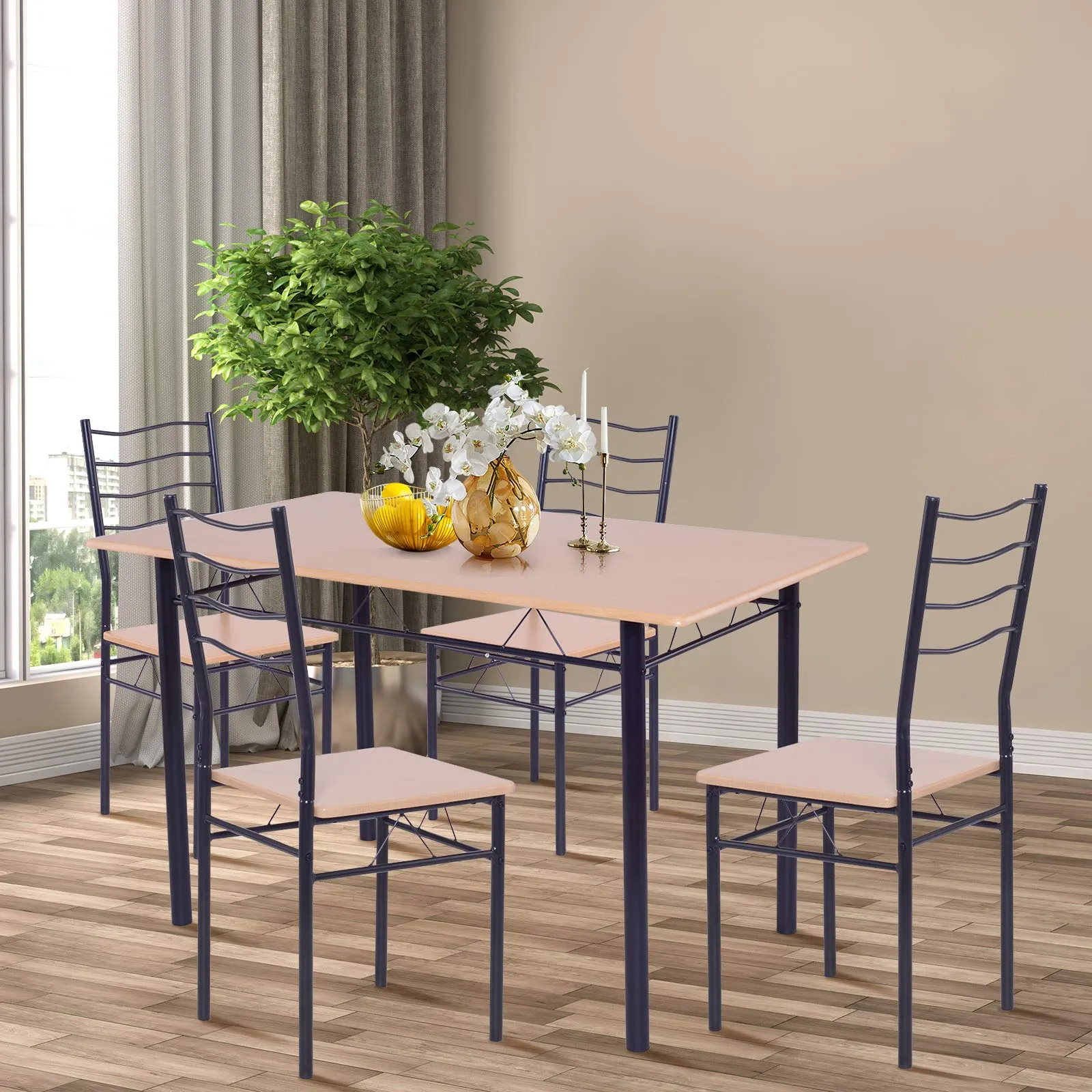 Giantex Modern 5 Piece Dining Table Set for 4 Chair