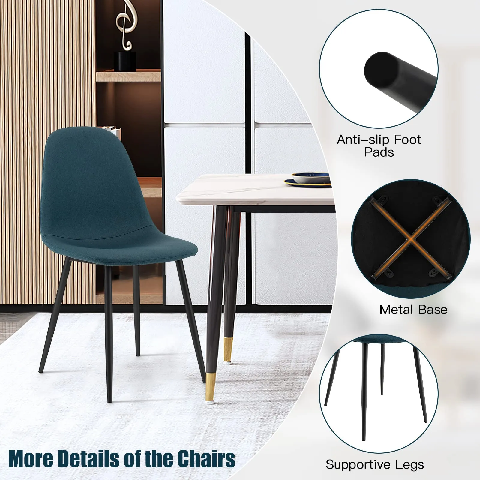 Giantex Modern Dining Chairs Set of 2 or 4 - Classic Comfy Upholstered 17 High Backrest Linen Dining Room Chairs