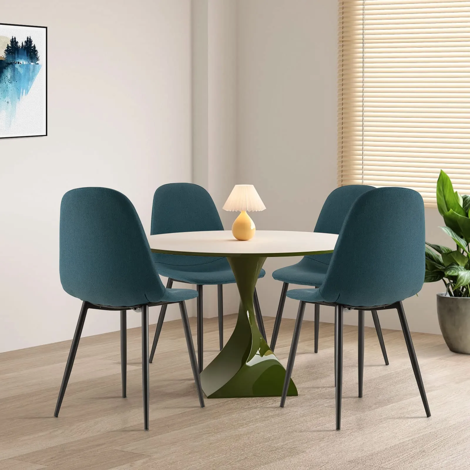 Giantex Modern Dining Chairs Set of 2 or 4 - Classic Comfy Upholstered 17 High Backrest Linen Dining Room Chairs