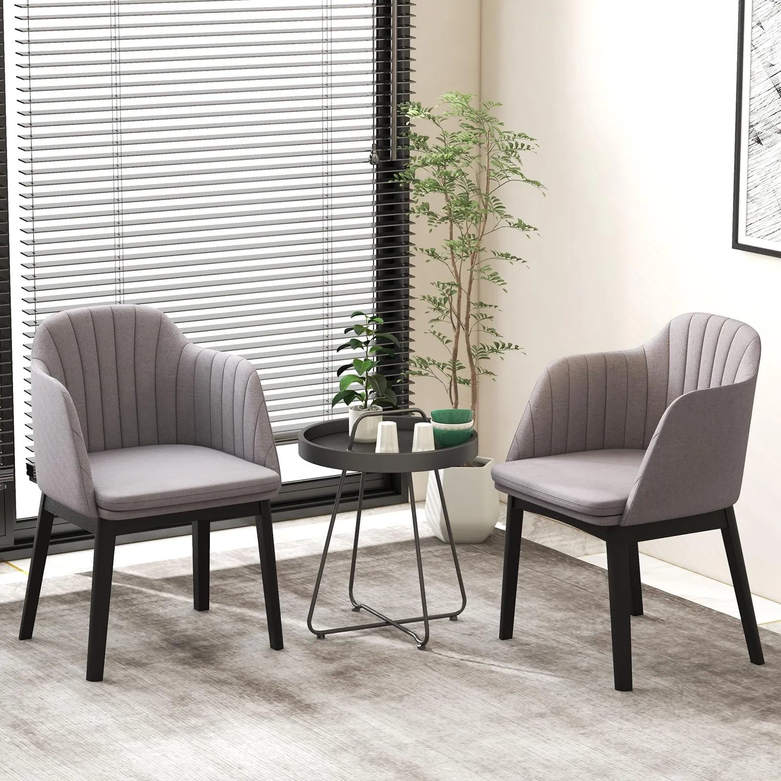 Giantex Modern Dining Chairs, Upholstered Velvet Accent Chairs w/Curved Backrests & Rubber Wood Legs