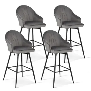 Giantex Modern Low Back Bar Chairs for Kitchen, Pub, Bistro, Grey kitchen barstool, adjustable bar stool