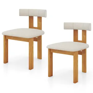 Giantex Modern Upholstered Accent Side Chairs with Curved Backrest set of dining chairs, wooden chairs