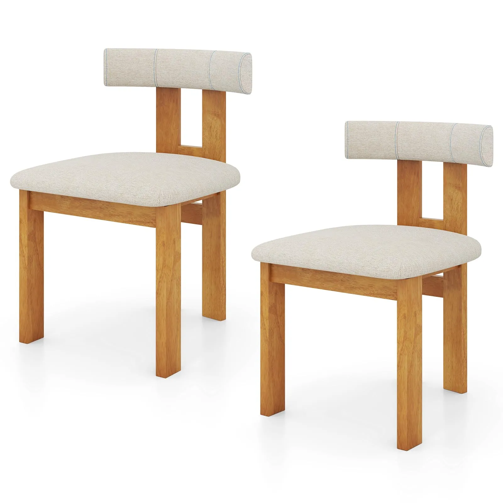 Giantex Modern Upholstered Accent Side Chairs with Curved Backrest set of dining chairs, wooden chairs