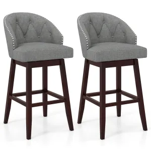 Giantex Modern Upholstered Bar Stools Set of 2/4, 31" Bar Height Swivel Kitchen Stools w/Button-Tufted Back kitchen barstool, adjustable bar stool
