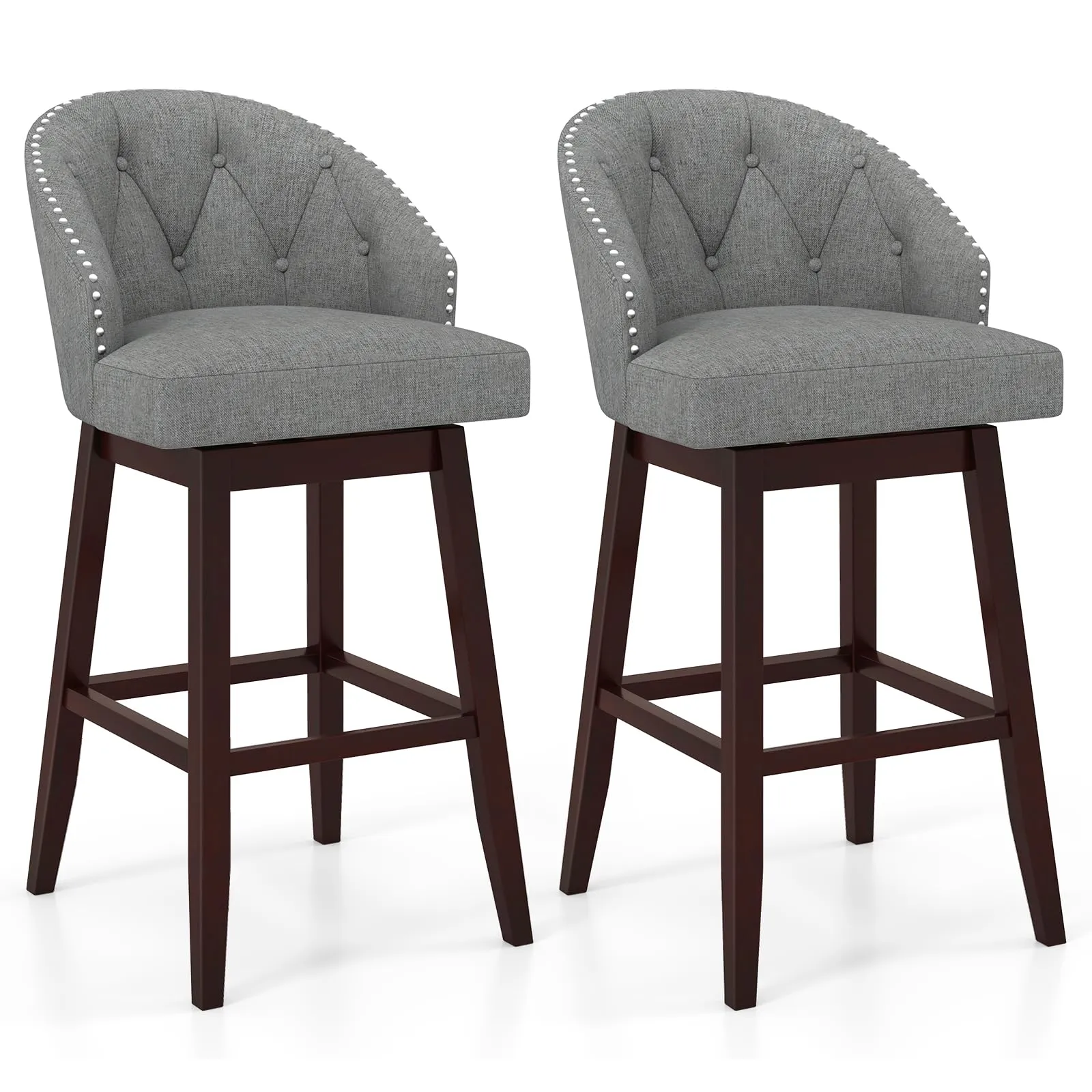 Giantex Modern Upholstered Bar Stools Set of 2/4, 31" Bar Height Swivel Kitchen Stools w/Button-Tufted Back kitchen barstool, adjustable bar stool