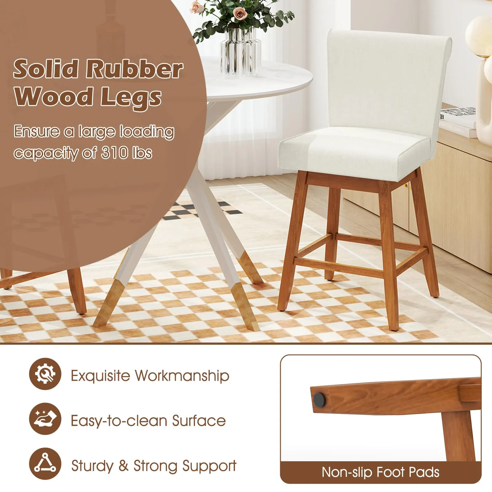 Giantex Modern Upholstered Bar Stools Set