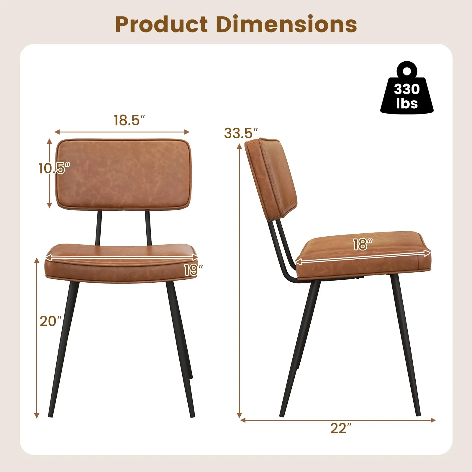 Giantex PU Leather Dining Chairs Set of 2/4, Upholstered Kitchen Chairs w/Padded Backrest & Seat, Metal Legs