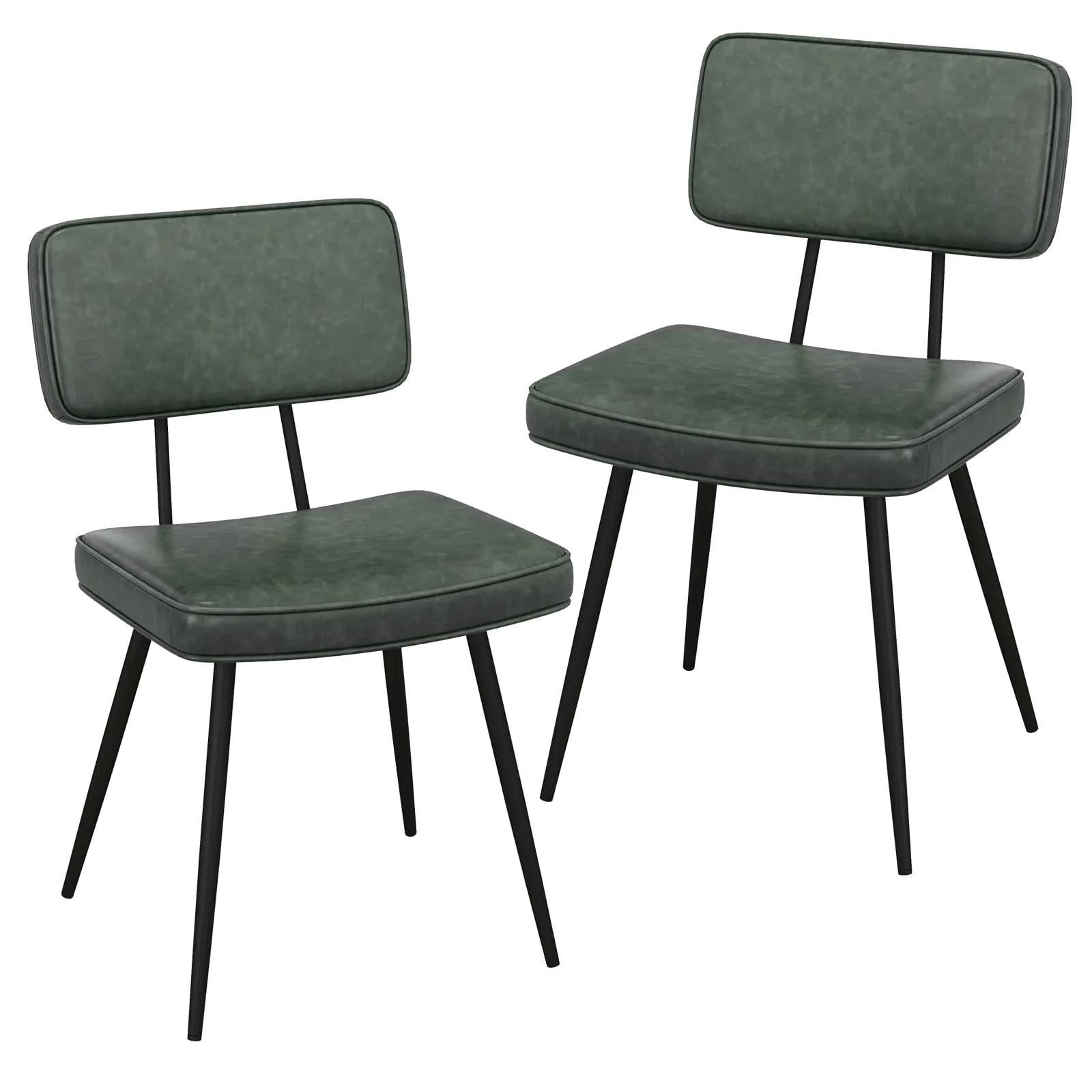 Giantex PU Leather Dining Chairs Set of 2/4, Upholstered Kitchen Chairs w/Padded Backrest & Seat, Metal Legs