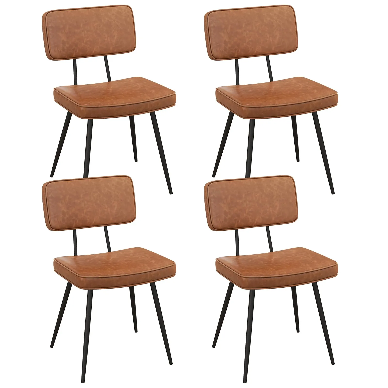 Giantex PU Leather Dining Chairs Set of 2/4, Upholstered Kitchen Chairs w/Padded Backrest & Seat, Metal Legs