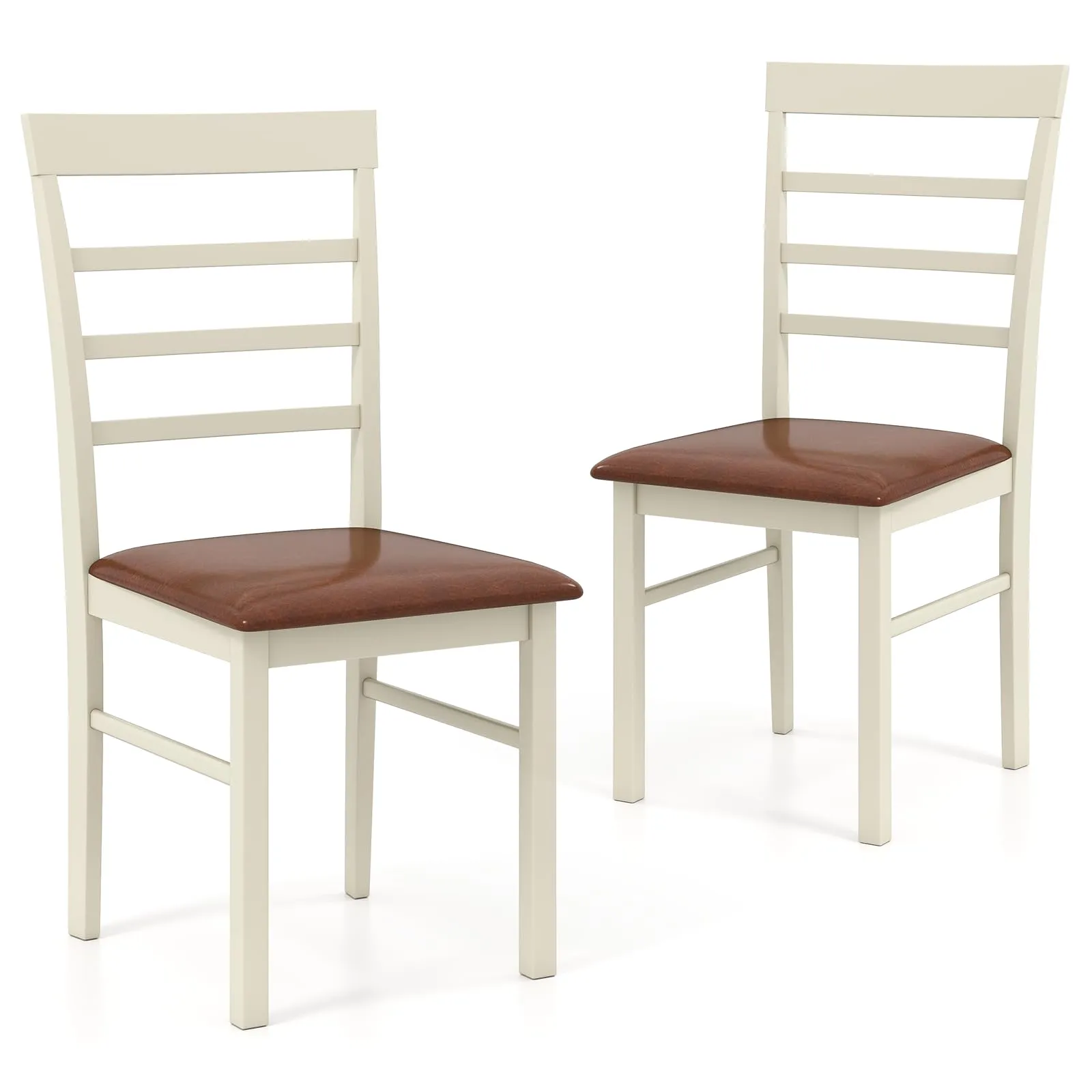 Giantex PU Leather Upholstered Kitchen Chair with Rubber Wood Frame set of dining chairs, wooden chairs