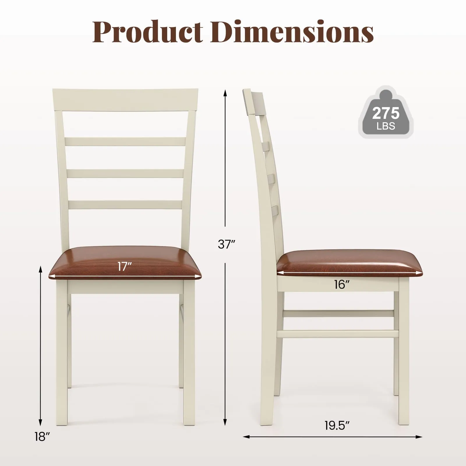 Giantex PU Leather Upholstered Kitchen Chair with Rubber Wood Frame