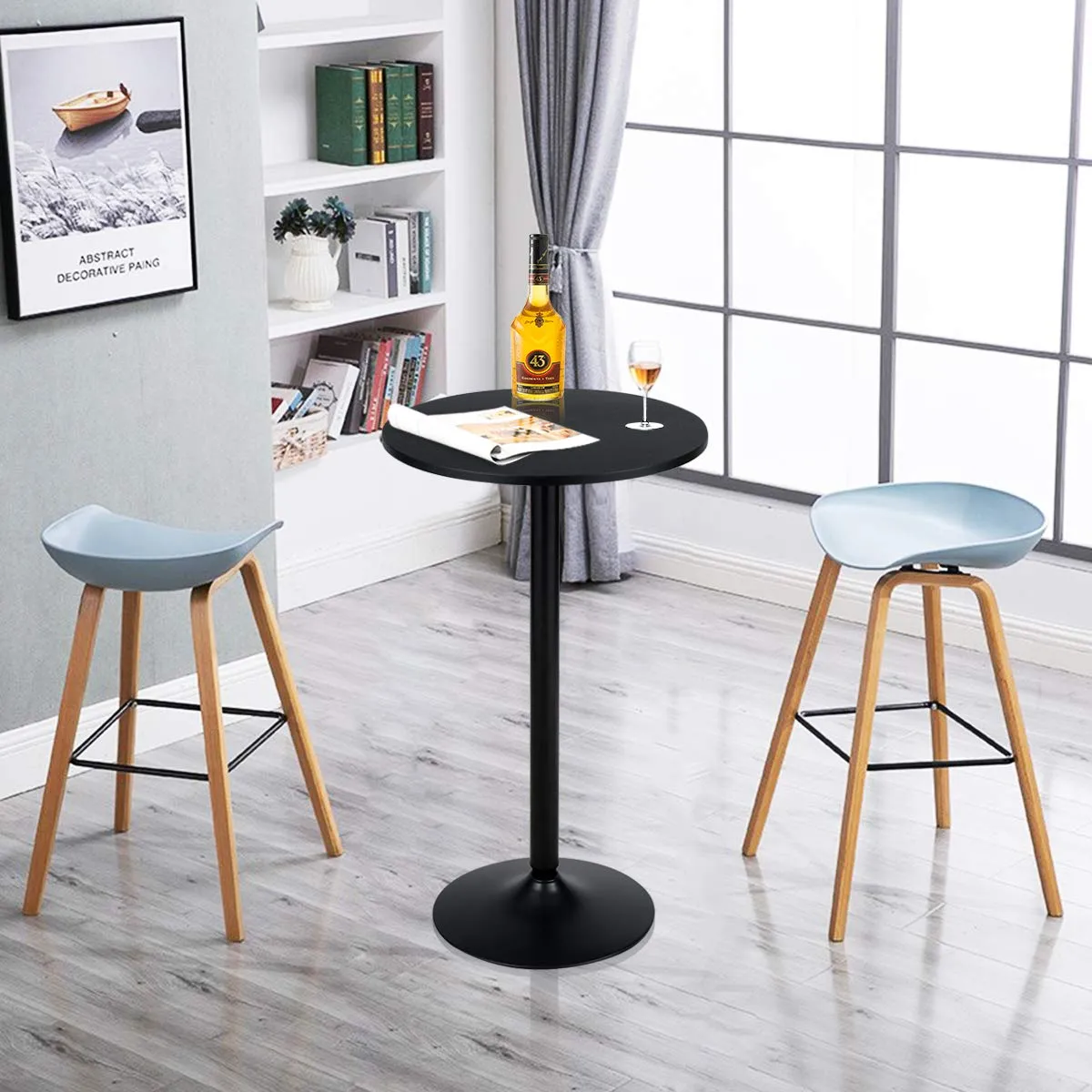 Giantex Pub Bar Table 24-Inch Round Top 40-Inch Height Modern Style