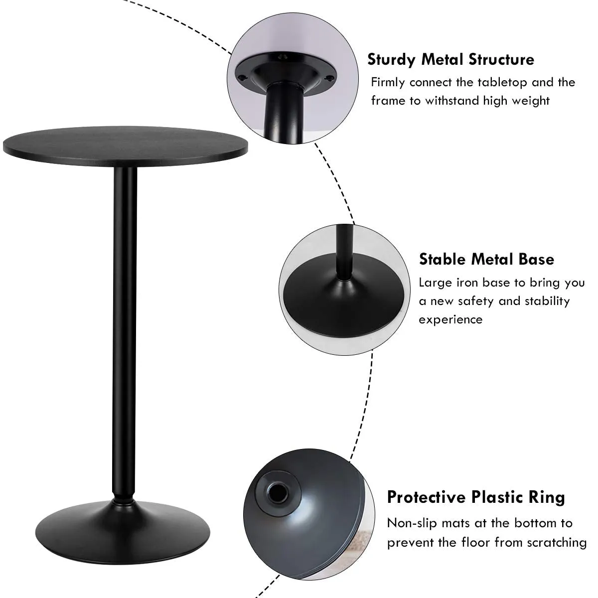 Giantex Pub Bar Table 24-Inch Round Top 40-Inch Height Modern Style