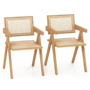 Giantex Rattan Accent Chair Set of 2 set of dining chairs, wooden chairs