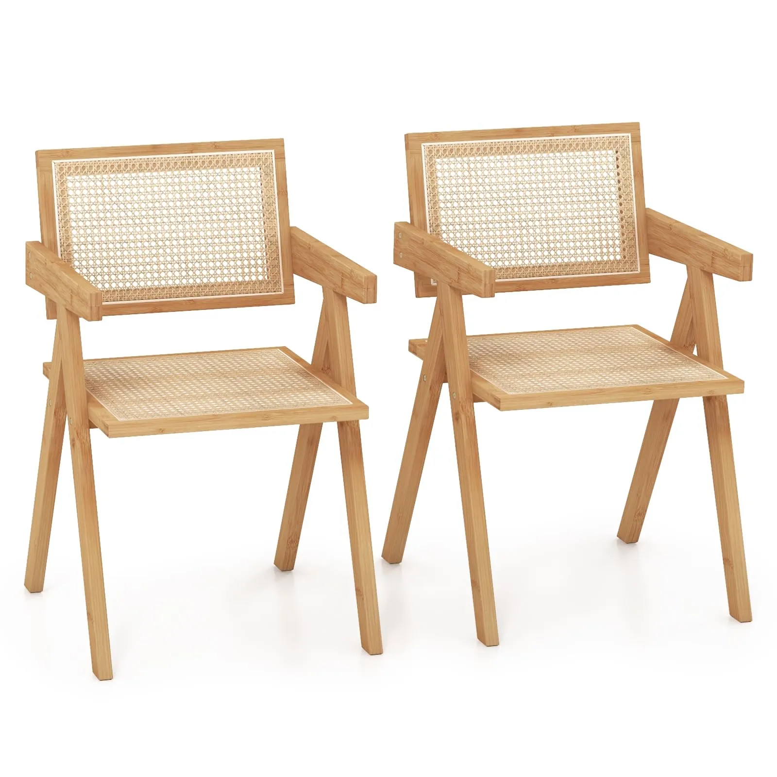 Giantex Rattan Accent Chair Set of 2 set of dining chairs, wooden chairs