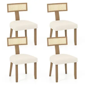 Giantex Rattan Dining Chairs Set, Mid Century Modern Kitchen Chairs w/Rattan Backrest & Rubber Wood Legs set of dining chairs, wooden chairs