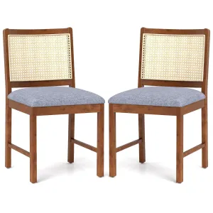 Giantex Rattan Dining Chairs Set of 2/4, Modern Upholstered Kitchen Chairs w/Rubber Wood Frame set of dining chairs, wooden chairs