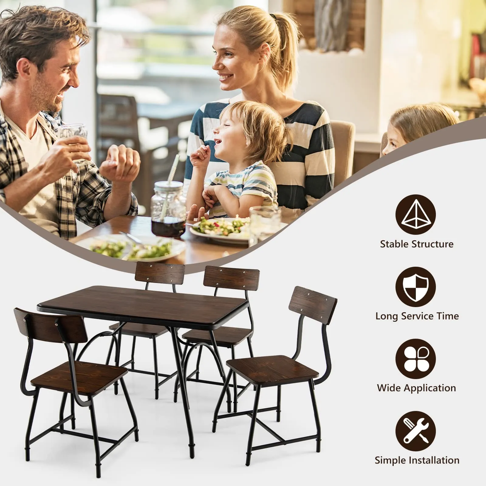 Giantex Rectangular Dining Table - Industrial Kitchen Table