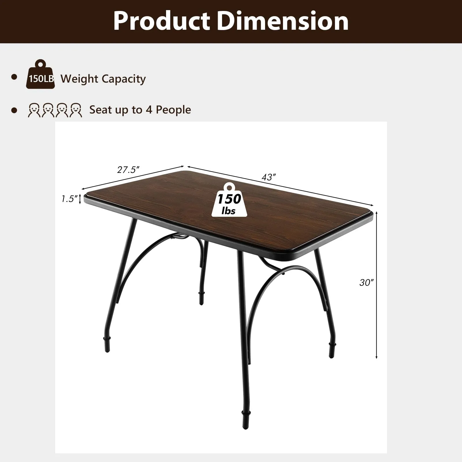 Giantex Rectangular Dining Table - Industrial Kitchen Table