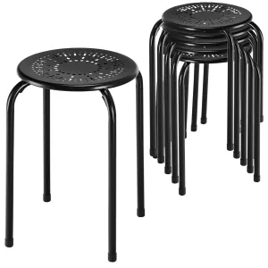 Giantex Round Metal Stool Set of 6-17.5" Height Stackable Stool with Anti-Slip Foot Pads kitchen barstool, adjustable bar stool