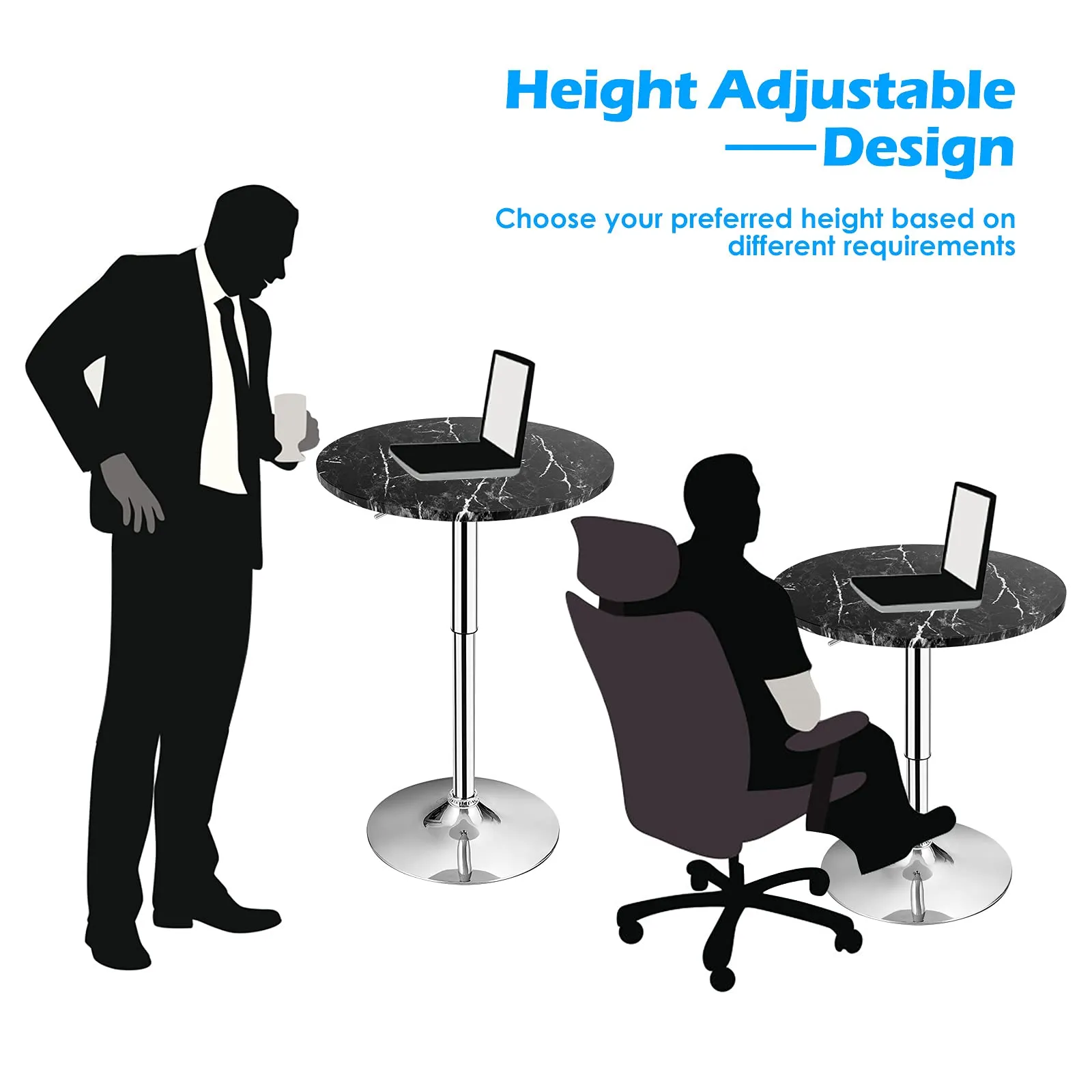 Giantex Round Pub Table Height Adjustable, 360 Degree Swivel Cocktail Pub Table, Office Bar Table