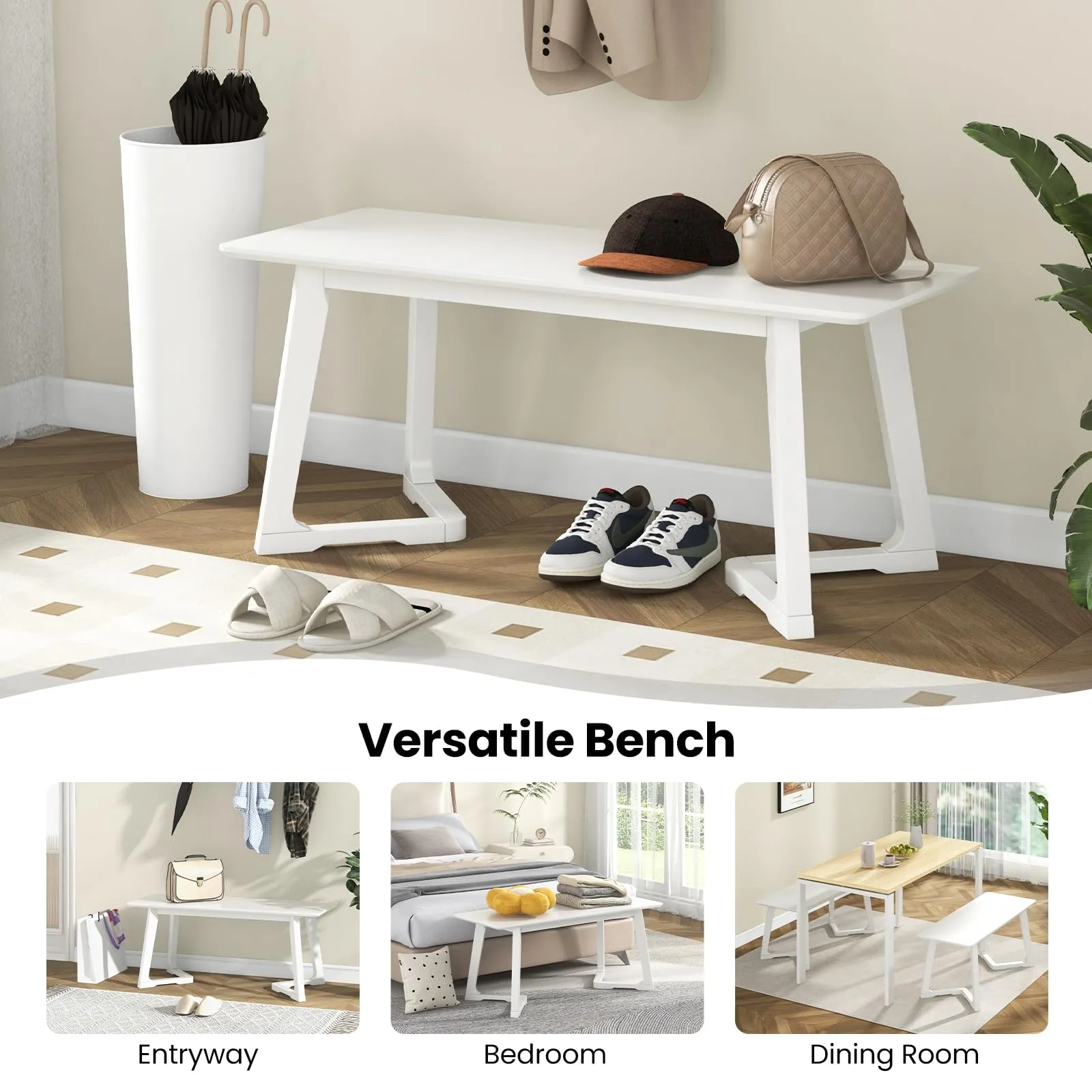 Giantex Set of 1/2 Entryway Bench, 42 Long Dining Bench with Rubber Wood Triangular Legs