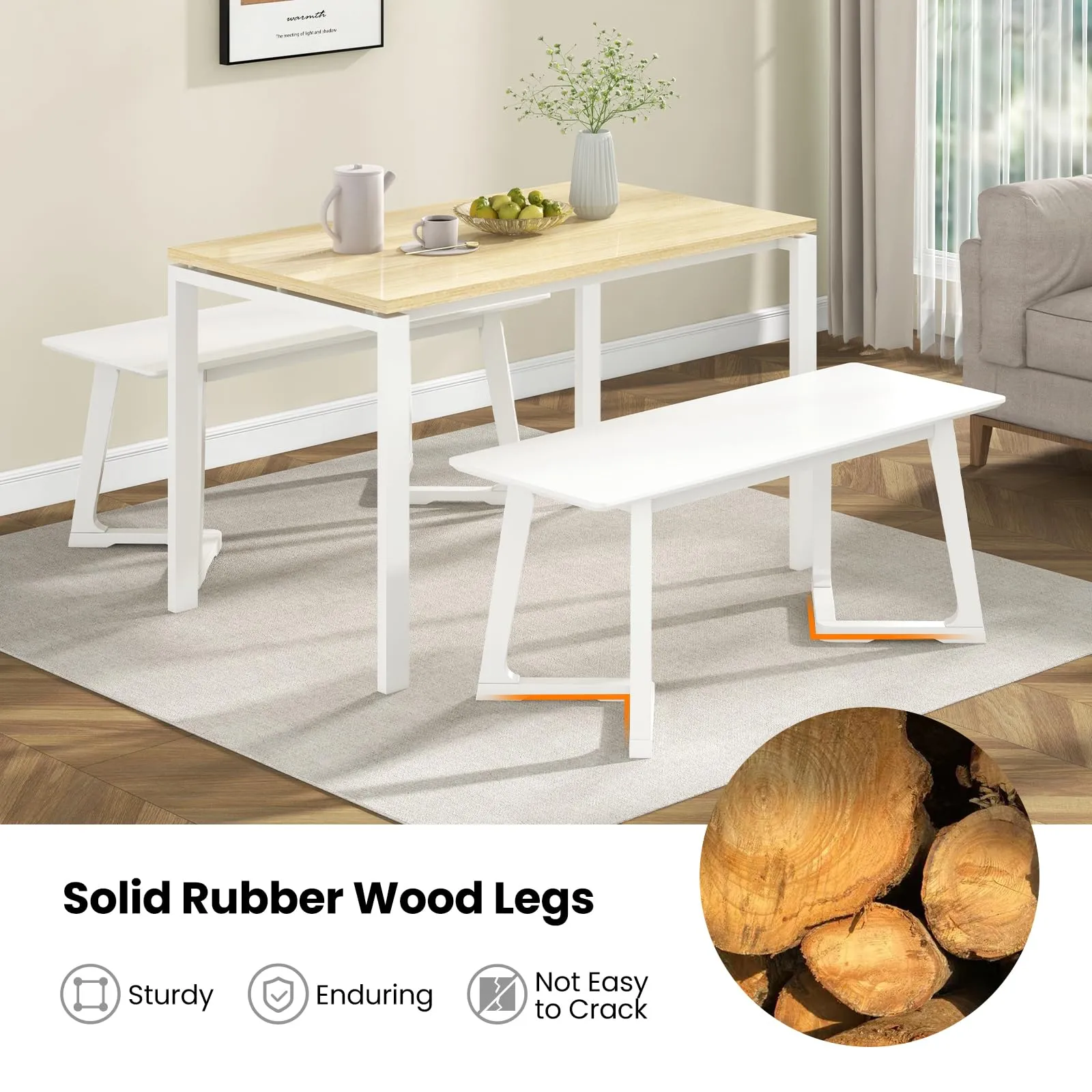Giantex Set of 1/2 Entryway Bench, 42 Long Dining Bench with Rubber Wood Triangular Legs