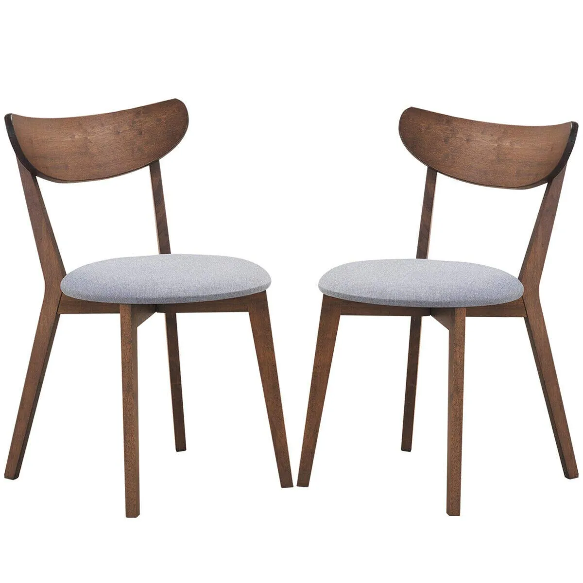 Giantex Set of 2 Dining Chairs, Mid-Century Dining Side Chairs with Curved Back and Cushioned Seat