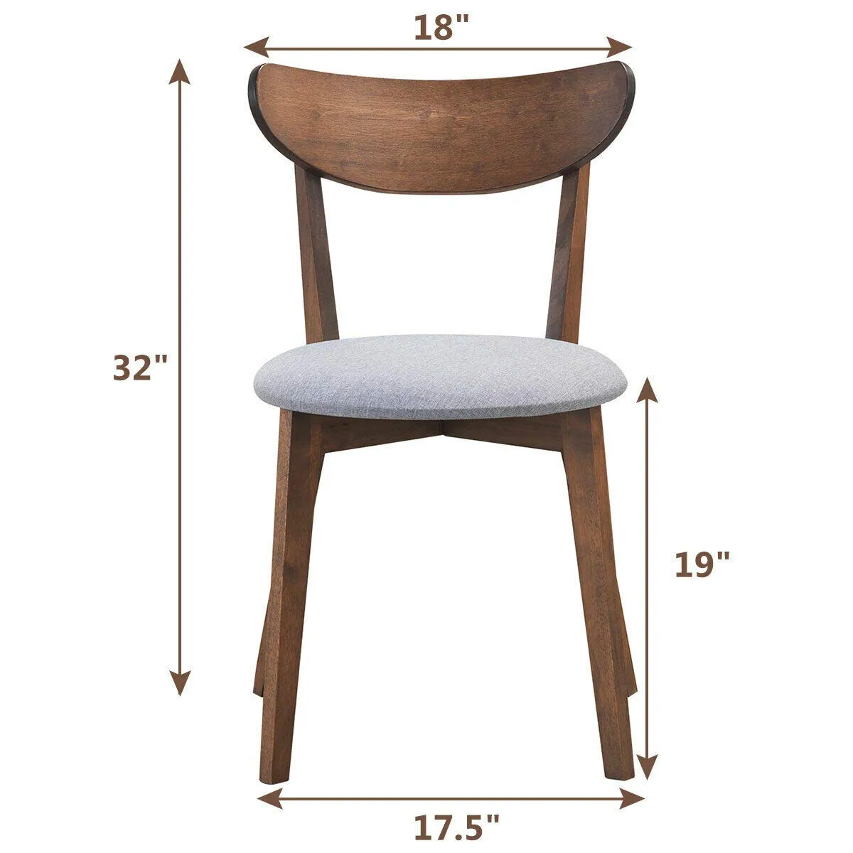 Giantex Set of 2 Dining Chairs, Mid-Century Dining Side Chairs with Curved Back and Cushioned Seat