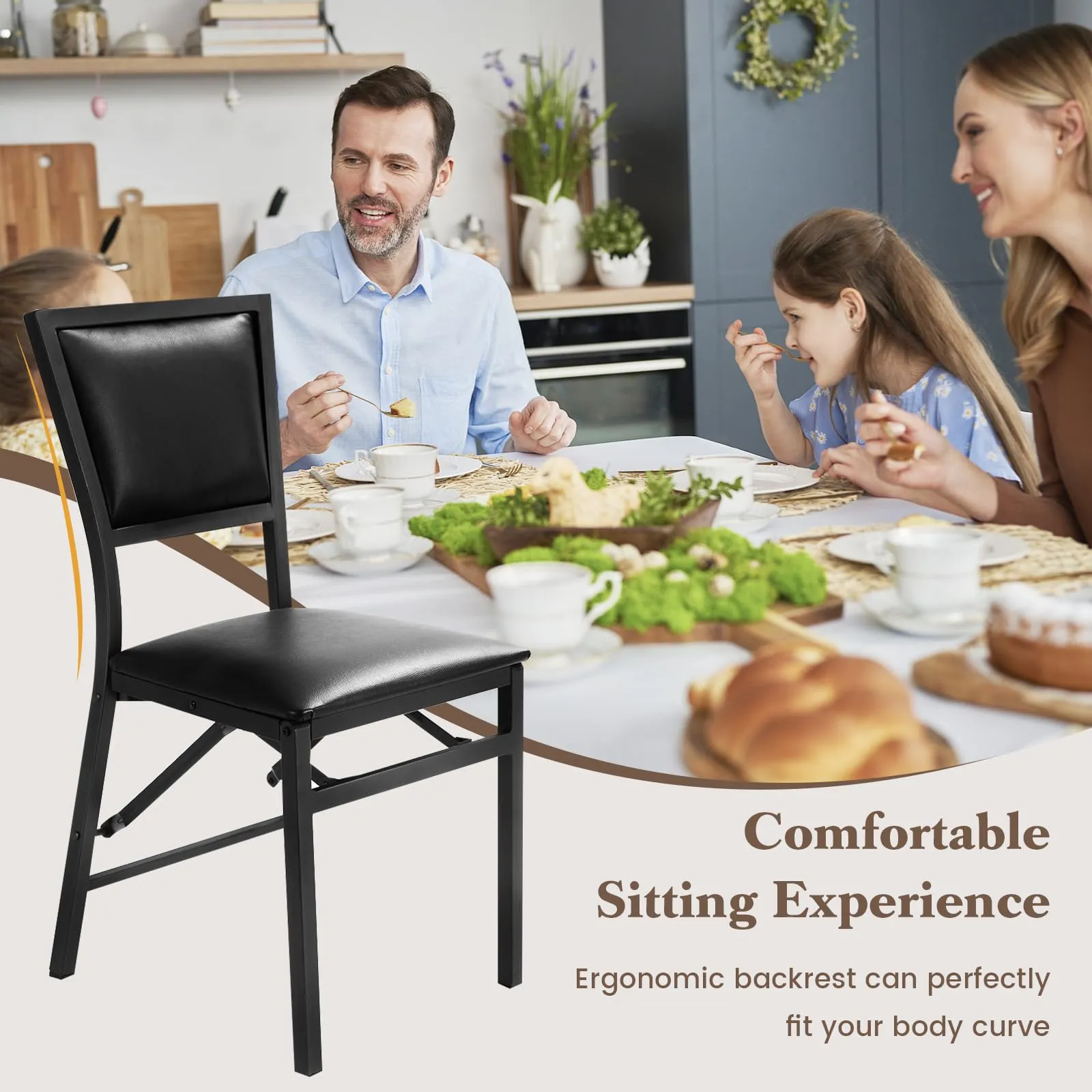 Giantex Set of 2 Metal Folding Chair Dining Chairs Home Restaurant Furniture Portable (18" X 20" X 33.5")