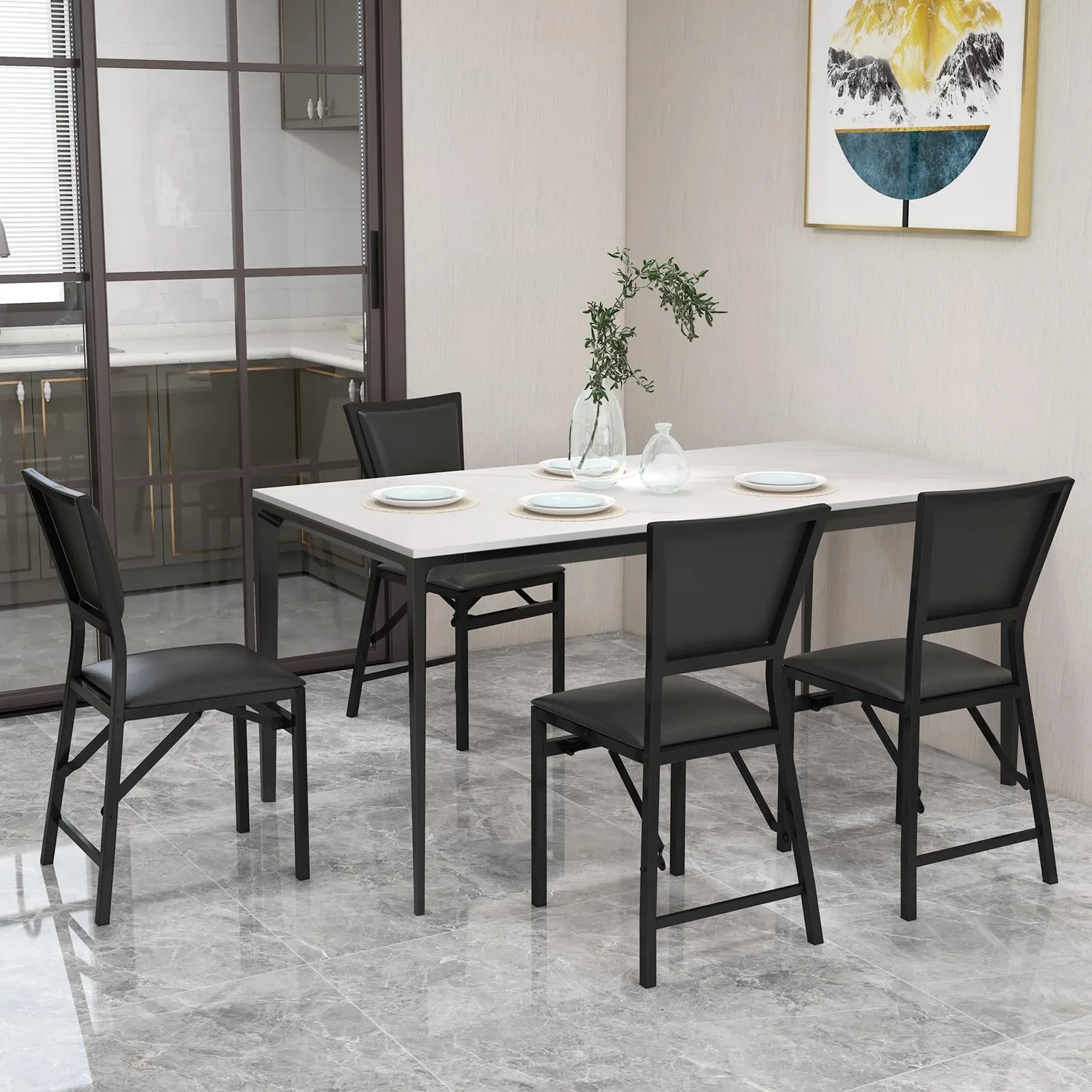 Giantex Set of 2 Metal Folding Chair Dining Chairs Home Restaurant Furniture Portable (18" X 20" X 33.5")