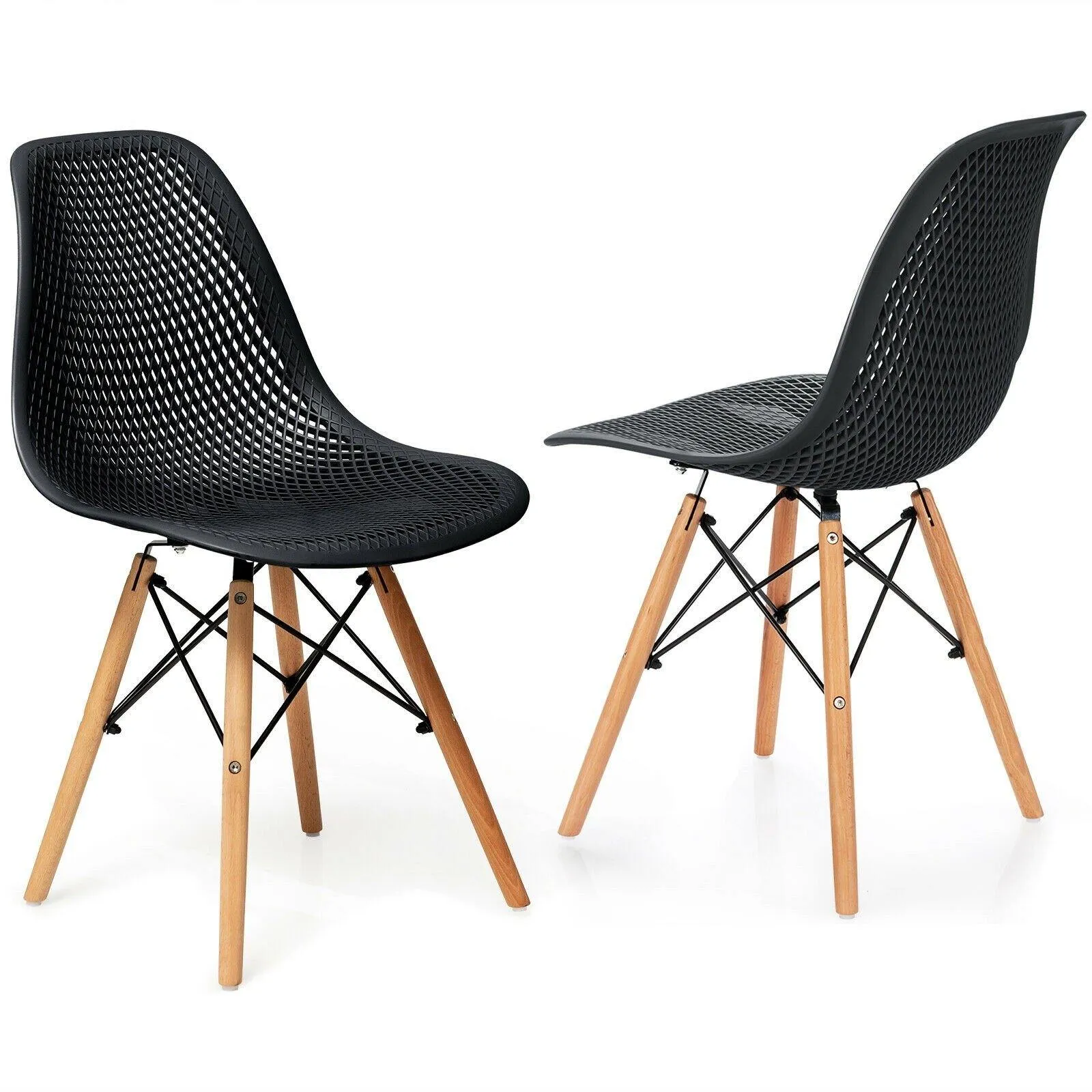 Giantex Set of 2 or 4 Modern Dining Chairs, Shell PP Lounge Side Chairs w/ Mesh Design set of dining chairs, wooden chairs