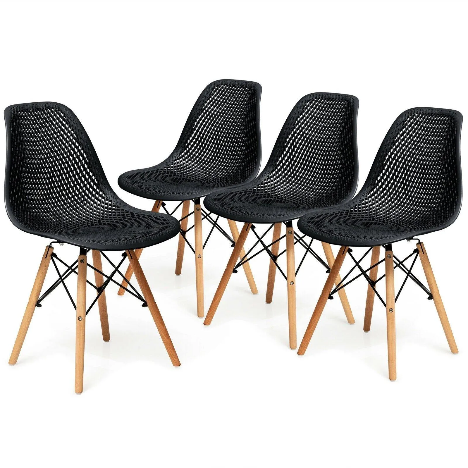 Giantex Set of 2 or 4 Modern Dining Chairs, Shell PP Lounge Side Chairs w/ Mesh Design