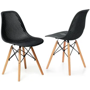 Giantex Set of 2 or 4 Modern Dining Chairs, Shell PP Lounge Side Chairs w/ Mesh Design set of dining chairs, wooden chairs