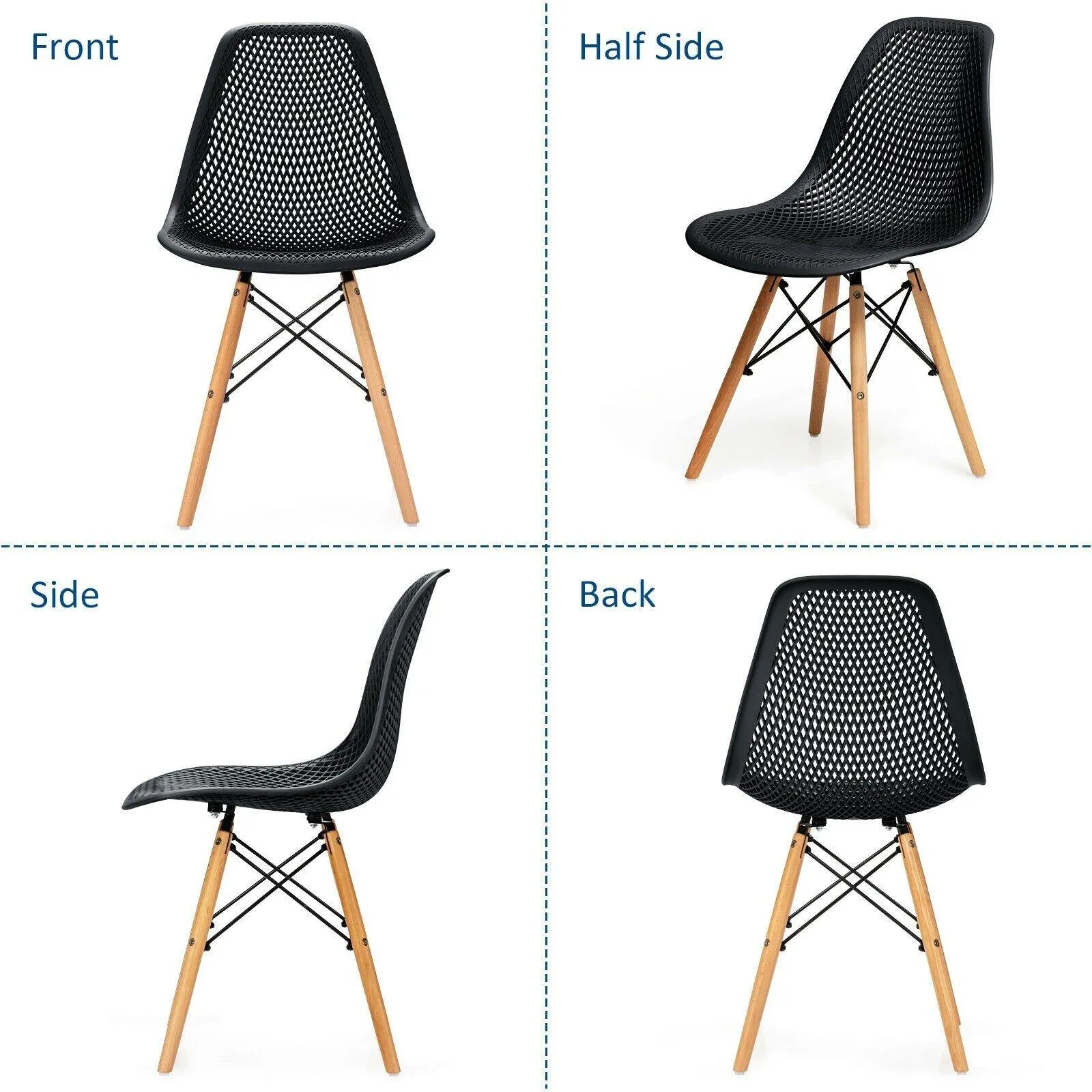 Giantex Set of 2 or 4 Modern Dining Chairs, Shell PP Lounge Side Chairs w/ Mesh Design